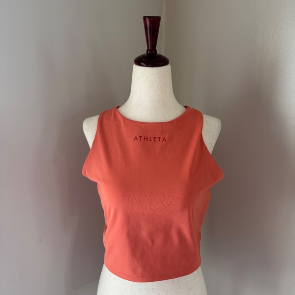 Athleta Conscious Crop Train Logo Bra Top | Soft Persimmon | D-DD Size Large - Picture 2 of 8